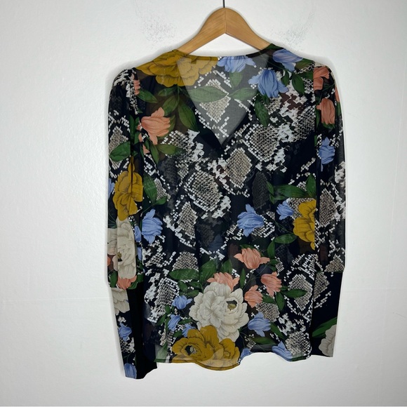 Cabi 3762 Snake Charmer Floral Sheer Blouse Sz Medium - Picture 3 of 8